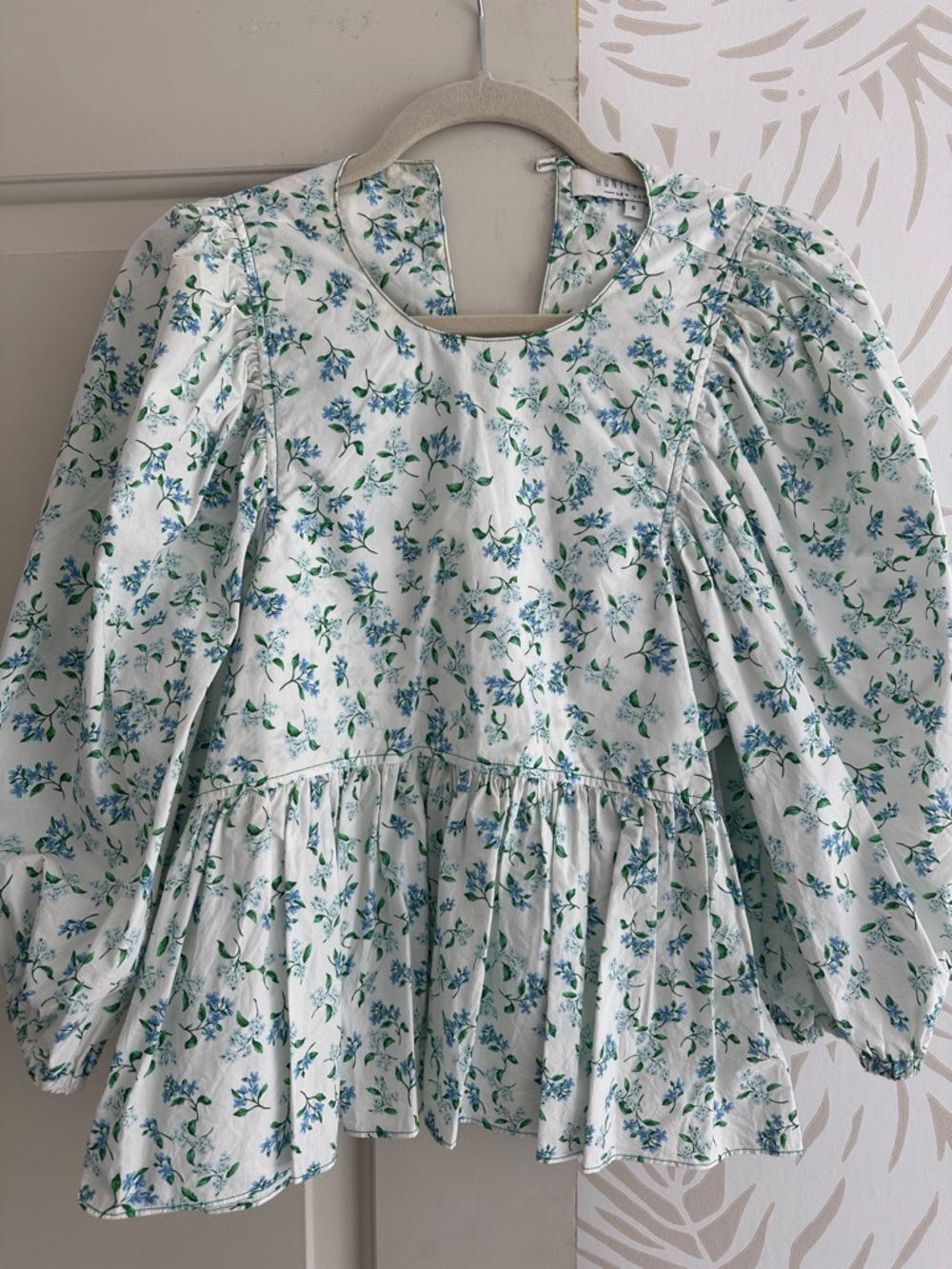 Hunter Bell Blue Floral Long-Sleeve Peplum Top